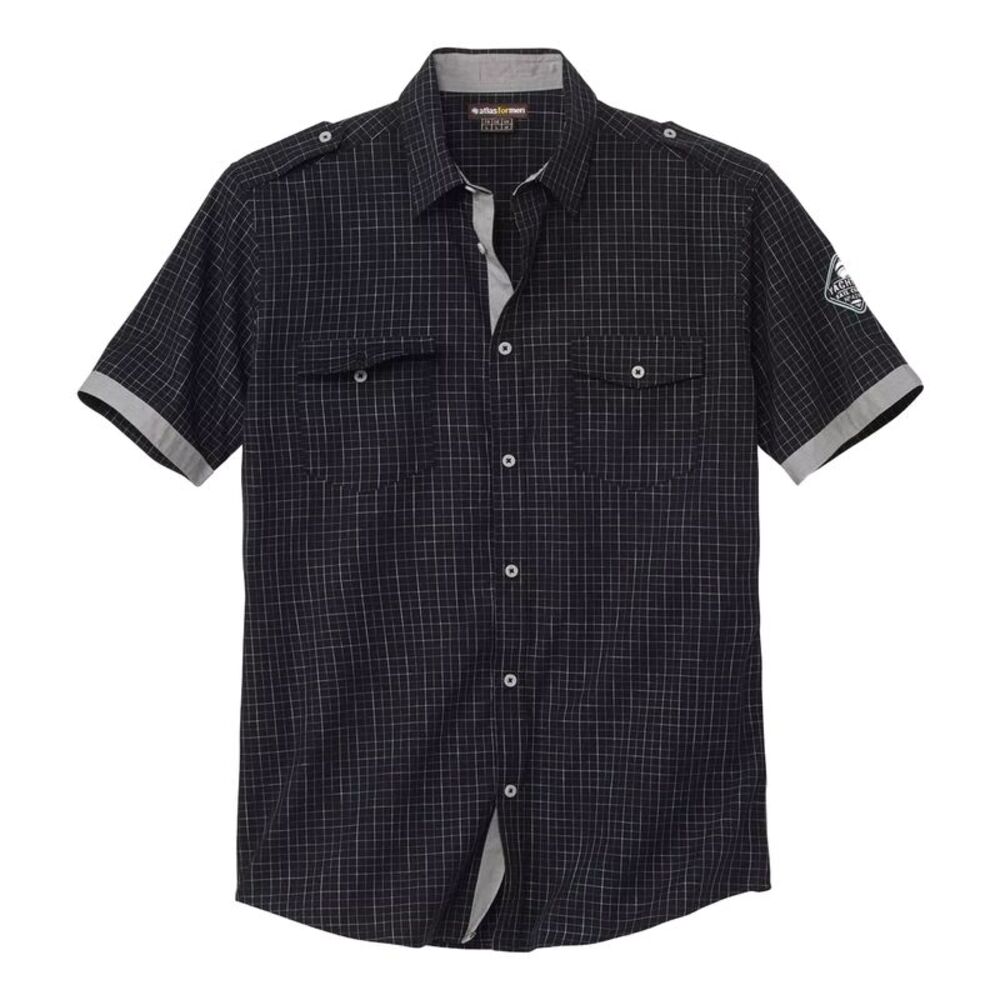 Atlas For Men Mens Checked Poplin Pilot Shirt / Black